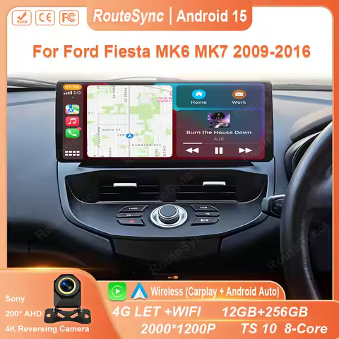 12.3 Inch For Ford Fiesta MK6 MK7 2009-2016 Android 14 8-Core 8G+256G Car Multimedia Player Stereo R