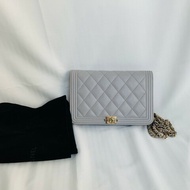 Chanel 灰色 羊皮 leboy woc 19cm
