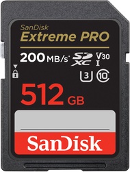 SanDisk Extreme Pro SDXC SDXXD 512GB V30 U3 C10 UHS-I 200MB/s R 140MB/s W 4x6 Lifetime Limited ME6-0