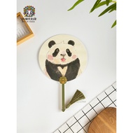 Chengdu Panda Cultural Creative Flower Small Round Fan Group Fan Thickened Wooden Fan Chengdu Touris