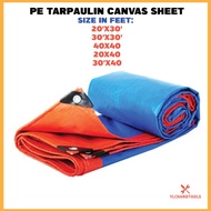 PE TARPAULIN CANVAS SHEET-BLUE/ORANGE (20'X30',30'X30',40'X40' )