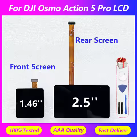 For DJI Osmo Action 5 Pro camera LCD screen, 1.46-inch front screen display, 2.5-inch rear screen di