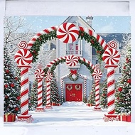 Candyland Garage Door Christmas Decorations: Candy Cane Xmas Garage Door Cover Banner 7x8ft, Large C