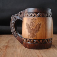 Personalized wooden beer mug Man birthday gift anniversary gift beer glass