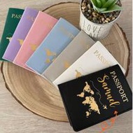 Customized Text LOGO Foil Printed PU Leather World Map Passport Holder, Cross-Border Travel Passport