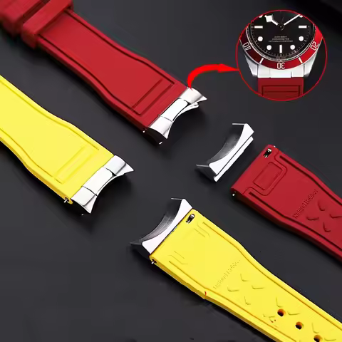 20 21 22mm High Quality Curved Fluororubber Watchband For Tudor Black Bay M79230R M79363N strap FKM 