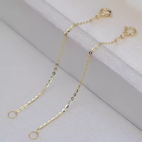 DIY Finding 18k Yellow Gold Au750 Extended Chains 5cm 10cm Length Necklace Bracelet Extender with Ta