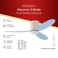 PRISM+ Oasis Pro Macaron Ceiling Fan | 3 Blades | Integrated Dimmable Lights | 6 Speed Selection NRG