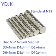 10 50PCS/LOT Disc Standard N52 NdFeB Magnet 3*4 4*4 5*4 6*4 8*4 10*4 Strong Permanent Neodymium Magn