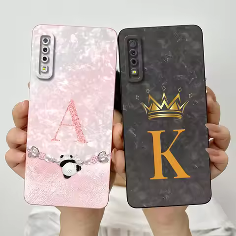 For Samsung Galaxy A7 2018 A750F Case Bumper Fashion Crown Letters Soft Silicone Coque For Back Cove