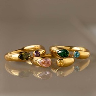 [Coisíní] Month Birthstone Ring December Birthstone Ring, Dainty Open Cuff Gemstone Ring for Women, 