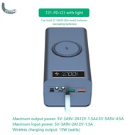 YUYIN4 D21 21X18650 Battery Case Welding Free Power Bank Case PD With Light 18650 Battery Charge Box