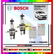 Bosch Headlamp HeadLight H4 Light Bulbs for Perodua Axia E Spec & G Spec, year 2014 - Present (100% 