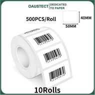 10Rolls Thermal Label 50x40mm Colorful Fan-Fold Sticker Paper For PM-241BT/D520/246S Waybill Pr