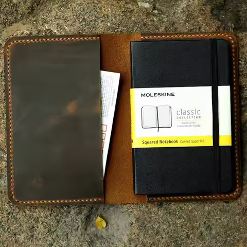Leather notebook cover for moleskine classic notebook pocket size / Slim leather cover case for mole