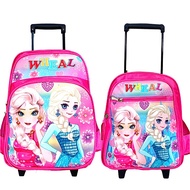 [พร้อมส่ง] กระเป๋านักเรียนล้อลากเด็กผู้หญิง(pink)
