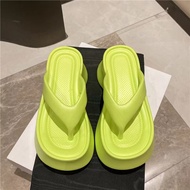 Women Fashion EVA Platform Slippers Solid Color Clip Toe Wedge Sandals Woman 2025 Summer Thick Sole