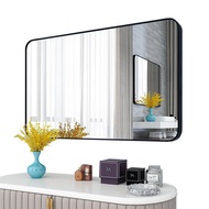 YOULITE Aluminum Alloy Bathroom Mirror, Bathroom Large Mirror, Wall Mounted Household Simple Self-adhesive Toilet, Toilet Make-up Mirror