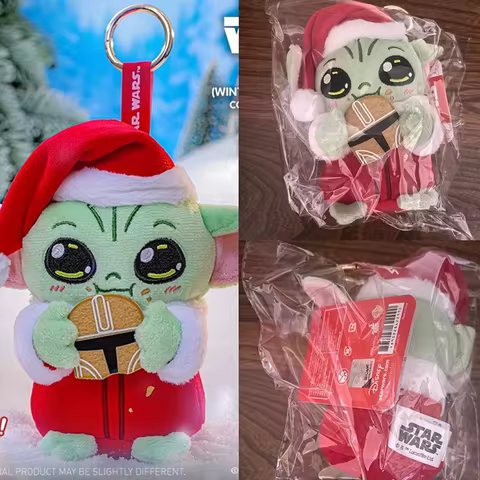 Hot Toys Star Wars Grogu Cosbi Plush Keychain Winter Holiday Soft Stuffed Bag Pendant Movie Peripher