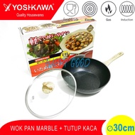 YOSHIKAWA 30CM WOK PAN/ NON-STICK INDUCTION MARBLE FRYING PAN