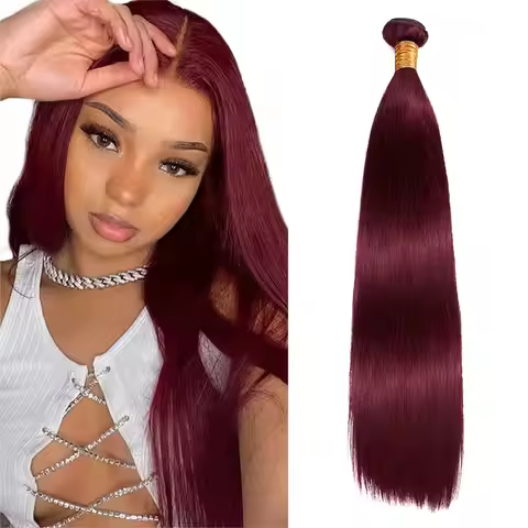Hair 99J Color Burgundy Human Straight Hair Bundles Wine Red Hair 100% Unprocessed Human Hair Weft E