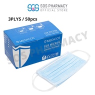 MEDICOS Sub Micron Surgical Face Mask - Blue 50'S (1 box)