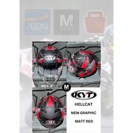 YWHL0029 KYT HELMET NEW GRAPHIC MATTE RED KYT HELLCAT KYT HELMET OPEN FACE HELMET KYT ORIGINAL MADE 