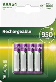 Philips R03B4A95/10 AAA Rechargeable Batteries (Pack of 4) - 1.2V - Perfect for Everyday Use, Provid