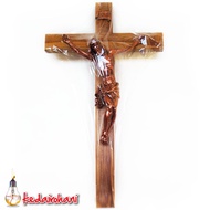 Corpus Wooden Wall Hanging Cross Jesus Statue INRI Fiberglass 80 cm
