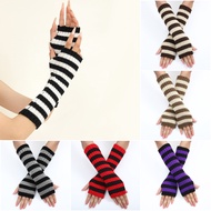 Striped Gloves Knit Mittens Gloves Elbow Arm Sleeve Fingerless Gloves Women Gloves Long Fingerless Gloves