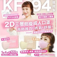 爆單新色韓國製Viuum 薄款夏天岩用2D口罩三層KF94防疫成人口罩 (1組100個)