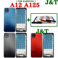 For Samsung A12 A125 Back Door Battery Cover LCD Front Middle Frame Bezel Housing Lens Sim Tray