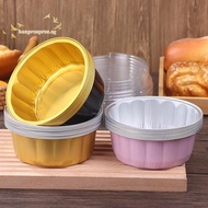 [Han-t] 10Set Aluminum Foil Cake Container 250ml Cake Pans Liners With Lids Heat-Resistant Foil Baki