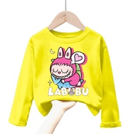 baju kaos anak perempuan gambar labubu monsters viral lengan panjang Tshirt kids girl 1-12 tahun k.2