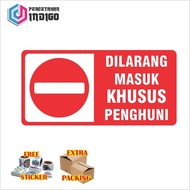 plat alumunium rambu dilarang masuk khusus penghuni
