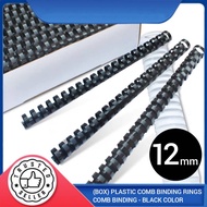 (Box) Plastic Comb Binding Rings | Binding Comb | Binding Comb Ring | Comb Binding - Black Color 12m