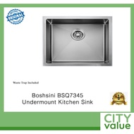 Boshsini BSQ5045 Undermount Kitchen Sink. Nano Coating. Waste Trap Included. SUS304 Stainless Steel. Local SG Stock.