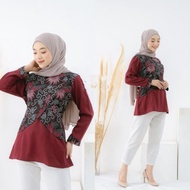 ready Baju Wanita Blouse Batik Kombinasi Modern / Blouse Batik Seragam