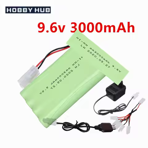 9.6v 3000mah Rechargeable Battery or 9.6v Charger For Rc toys Car Tank Robots Gun RC Boat AA Ni-MH 9