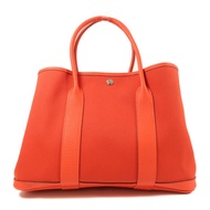 HERMES 帆布Garden Party PM銀扣手挽袋Rouge Exotique