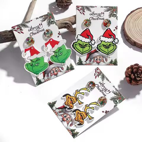 WELBACK Trendy Christmas Earrings Handmade DIY Cartoon Quirky Puppy Grimm Acrylic Dangling Earrings