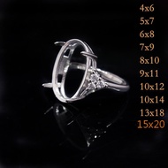 Gypsophila S925 Silver Ring Empty Holder 4x65x76x87x98x109x1110x1210x1413x1815x20