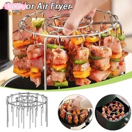 ELO11 Barbecue Grill, Round Stainless Steel Air Fryer Grill, Durable with Grilled Skewers Vertical G