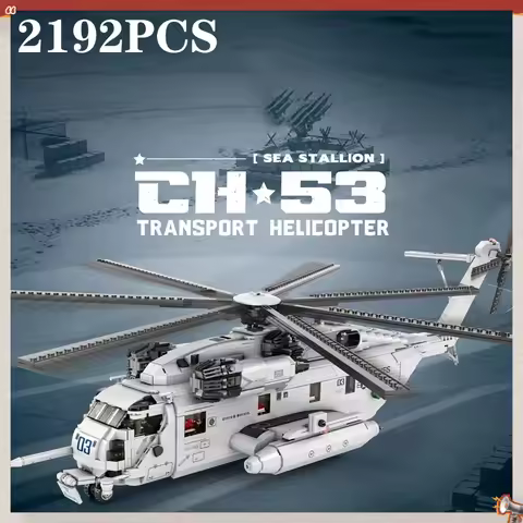 2192PCS CH-53E Transport Helicopter Building Blocks Army Plane Military Fighter Model Assembly Brick
