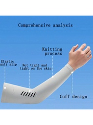 1set Ice Silk Arm Sleeves For Men 130lbs-170lbs, UV Protection Sunscreen Sleeve For Driving, Cycling