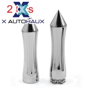 X AUTOHAUX 2 Pcs Silver Tone Chrome Metal Sharp End Motorcycle Throttle Hand Handlebar Grip
