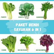 Paket Benih Sayuran (Pakcoy Sawi Dakota Bayam Merah Bayam Hijau Kangkung Caisim)