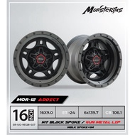 [1SET] MOR-12 16x9JJ ET-24 6H139.7 / 6H114.3 - MT BLACK SPOKE GUN METAL (Hilux, Triton, Navara, Rang
