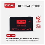 ZIRCON เเบตเตอรี่ขนาด 12V 7.2Ah ของแท้ ส่งไว ประกัน 1 ปี  มี Hotline 24ชั่วโมง
