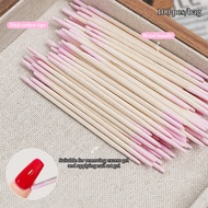 100pcs Double-headed Fine Cotton Swab With Wooden Stick Pointed Tip Cotton Swabs For Nail Polish Tou